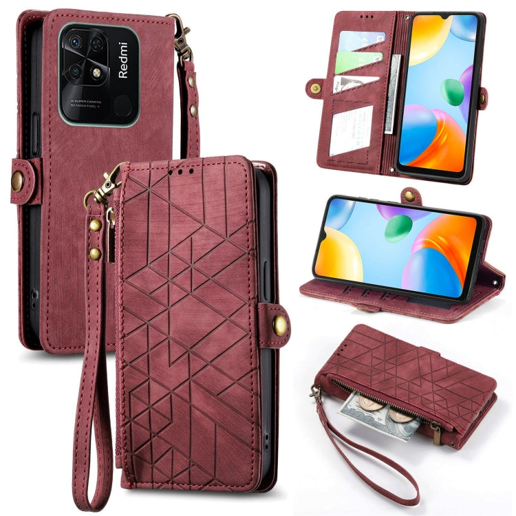 Geometric Zipper Wallet Side Buckle Leather Phone Case, For Xiaomi Redmi Note 11SE, For Xiaomi Redmi 10A, For Xiaomi Redmi 10C, For Xiaomi Redmi K50, For Redmi Note 11 Pro 4G, For Xiaomi Redmi 10, For Xiaomi Redmi Note 10 5G, For Xiaomi Redmi Note 10 4G