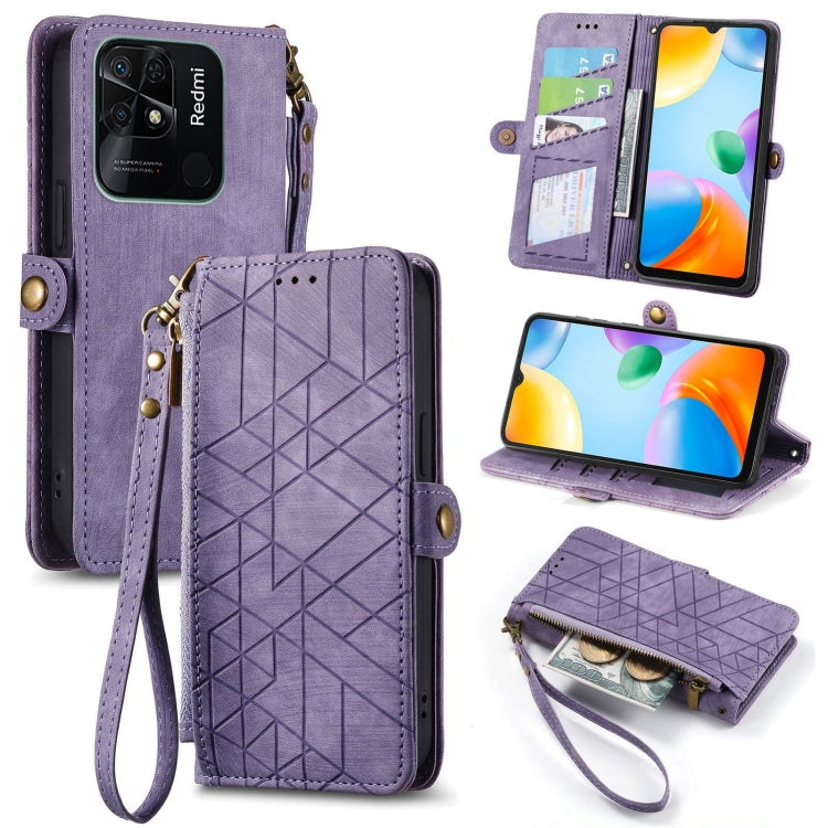 Geometric Zipper Wallet Side Buckle Leather Phone Case, For Xiaomi Redmi Note 11SE, For Xiaomi Redmi 10A, For Xiaomi Redmi 10C, For Xiaomi Redmi K50, For Redmi Note 11 Pro 4G, For Xiaomi Redmi 10, For Xiaomi Redmi Note 10 5G, For Xiaomi Redmi Note 10 4G
