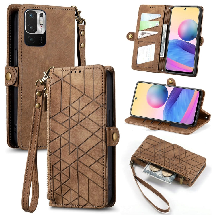 Geometric Zipper Wallet Side Buckle Leather Phone Case, For Xiaomi Redmi Note 11SE, For Xiaomi Redmi 10A, For Xiaomi Redmi 10C, For Xiaomi Redmi K50, For Redmi Note 11 Pro 4G, For Xiaomi Redmi 10, For Xiaomi Redmi Note 10 5G, For Xiaomi Redmi Note 10 4G