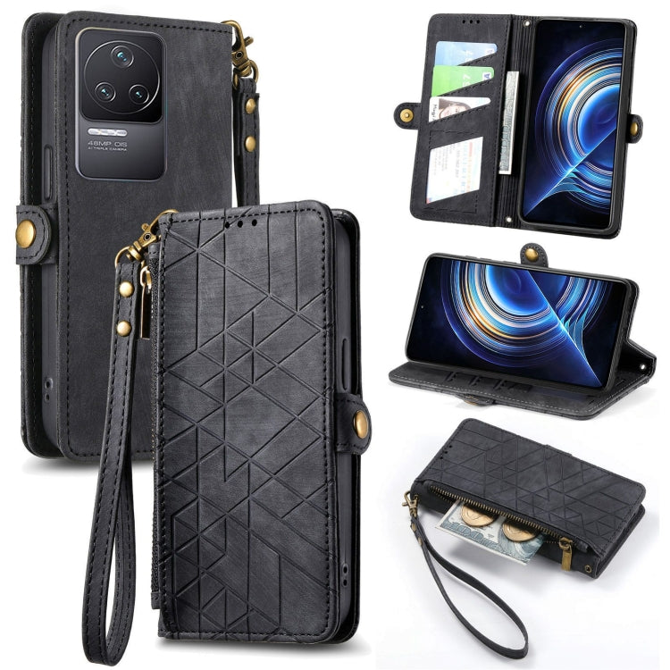 Geometric Zipper Wallet Side Buckle Leather Phone Case, For Xiaomi Redmi Note 11SE, For Xiaomi Redmi 10A, For Xiaomi Redmi 10C, For Xiaomi Redmi K50, For Redmi Note 11 Pro 4G, For Xiaomi Redmi 10, For Xiaomi Redmi Note 10 5G, For Xiaomi Redmi Note 10 4G