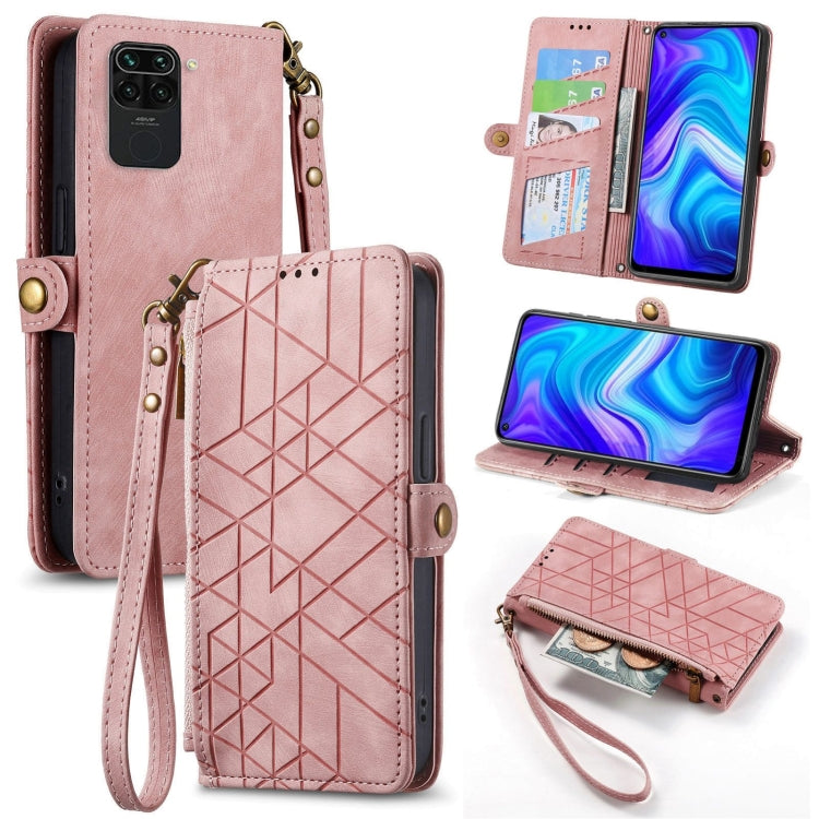 Geometric Zipper Wallet Side Buckle Leather Phone Case, For Xiaomi Redmi K40, For Xiaomi Redmi Note 9 4G, For Xiaomi Redmi 9A, For Xiaomi Redmi 9, For Xiaomi Redmi 9C, For Xiaomi Redmi Note 9, For Xiaomi Redmi K30 Pro, For Xiaomi Redmi Note 9S