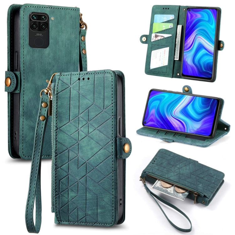 Geometric Zipper Wallet Side Buckle Leather Phone Case, For Xiaomi Redmi K40, For Xiaomi Redmi Note 9 4G, For Xiaomi Redmi 9A, For Xiaomi Redmi 9, For Xiaomi Redmi 9C, For Xiaomi Redmi Note 9, For Xiaomi Redmi K30 Pro, For Xiaomi Redmi Note 9S