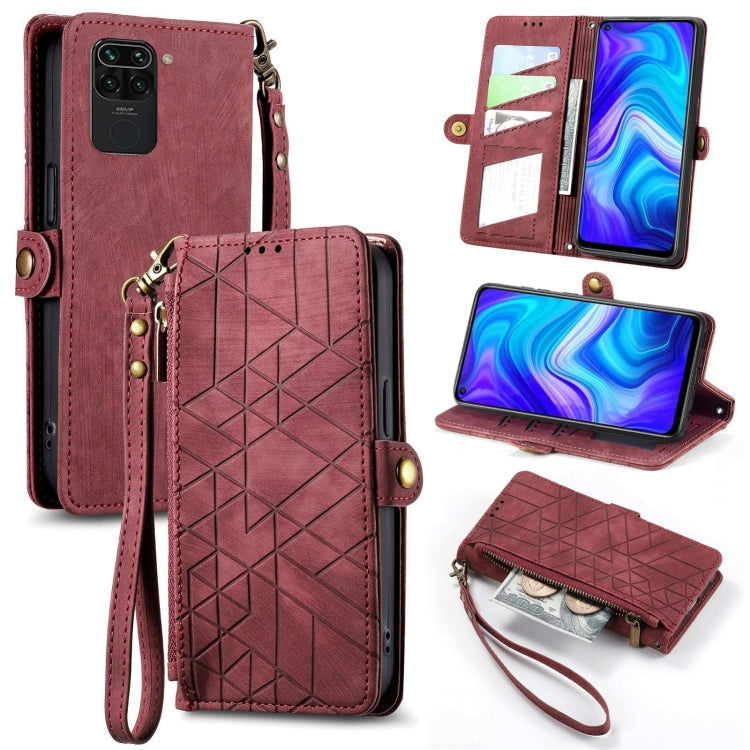 Geometric Zipper Wallet Side Buckle Leather Phone Case, For Xiaomi Redmi K40, For Xiaomi Redmi Note 9 4G, For Xiaomi Redmi 9A, For Xiaomi Redmi 9, For Xiaomi Redmi 9C, For Xiaomi Redmi Note 9, For Xiaomi Redmi K30 Pro, For Xiaomi Redmi Note 9S