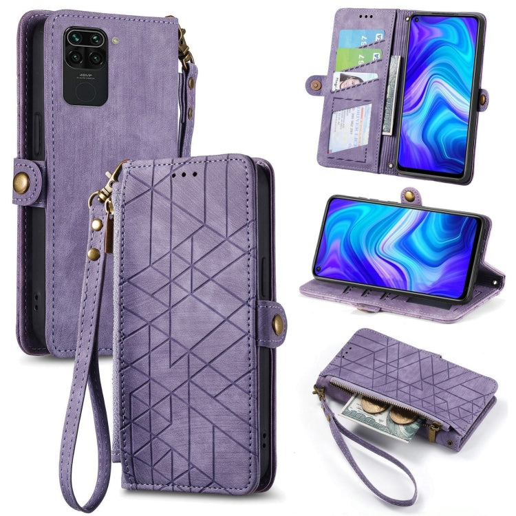 Geometric Zipper Wallet Side Buckle Leather Phone Case, For Xiaomi Redmi K40, For Xiaomi Redmi Note 9 4G, For Xiaomi Redmi 9A, For Xiaomi Redmi 9, For Xiaomi Redmi 9C, For Xiaomi Redmi Note 9, For Xiaomi Redmi K30 Pro, For Xiaomi Redmi Note 9S