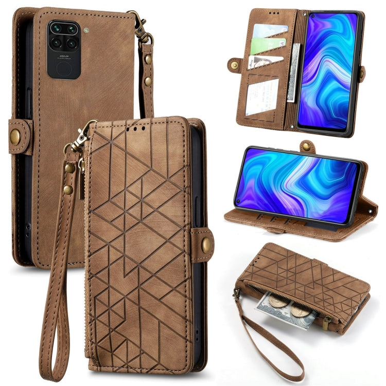 Geometric Zipper Wallet Side Buckle Leather Phone Case, For Xiaomi Redmi K40, For Xiaomi Redmi Note 9 4G, For Xiaomi Redmi 9A, For Xiaomi Redmi 9, For Xiaomi Redmi 9C, For Xiaomi Redmi Note 9, For Xiaomi Redmi K30 Pro, For Xiaomi Redmi Note 9S