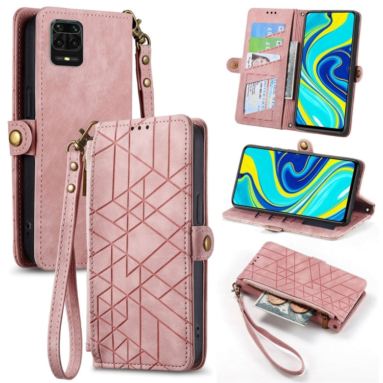 Geometric Zipper Wallet Side Buckle Leather Phone Case, For Xiaomi Redmi K40, For Xiaomi Redmi Note 9 4G, For Xiaomi Redmi 9A, For Xiaomi Redmi 9, For Xiaomi Redmi 9C, For Xiaomi Redmi Note 9, For Xiaomi Redmi K30 Pro, For Xiaomi Redmi Note 9S