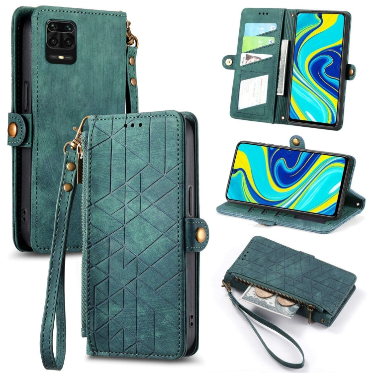 Geometric Zipper Wallet Side Buckle Leather Phone Case, For Xiaomi Redmi K40, For Xiaomi Redmi Note 9 4G, For Xiaomi Redmi 9A, For Xiaomi Redmi 9, For Xiaomi Redmi 9C, For Xiaomi Redmi Note 9, For Xiaomi Redmi K30 Pro, For Xiaomi Redmi Note 9S