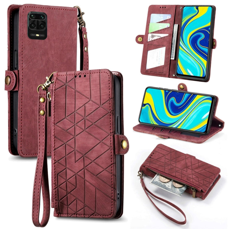 Geometric Zipper Wallet Side Buckle Leather Phone Case, For Xiaomi Redmi K40, For Xiaomi Redmi Note 9 4G, For Xiaomi Redmi 9A, For Xiaomi Redmi 9, For Xiaomi Redmi 9C, For Xiaomi Redmi Note 9, For Xiaomi Redmi K30 Pro, For Xiaomi Redmi Note 9S