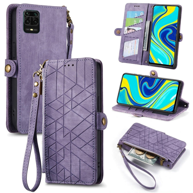 Geometric Zipper Wallet Side Buckle Leather Phone Case, For Xiaomi Redmi K40, For Xiaomi Redmi Note 9 4G, For Xiaomi Redmi 9A, For Xiaomi Redmi 9, For Xiaomi Redmi 9C, For Xiaomi Redmi Note 9, For Xiaomi Redmi K30 Pro, For Xiaomi Redmi Note 9S