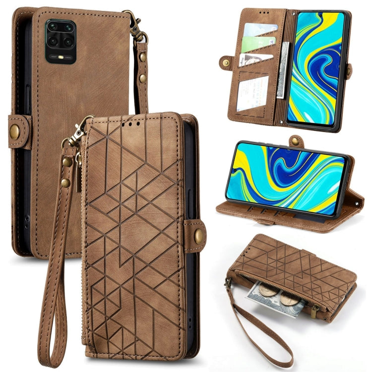 Geometric Zipper Wallet Side Buckle Leather Phone Case, For Xiaomi Redmi K40, For Xiaomi Redmi Note 9 4G, For Xiaomi Redmi 9A, For Xiaomi Redmi 9, For Xiaomi Redmi 9C, For Xiaomi Redmi Note 9, For Xiaomi Redmi K30 Pro, For Xiaomi Redmi Note 9S