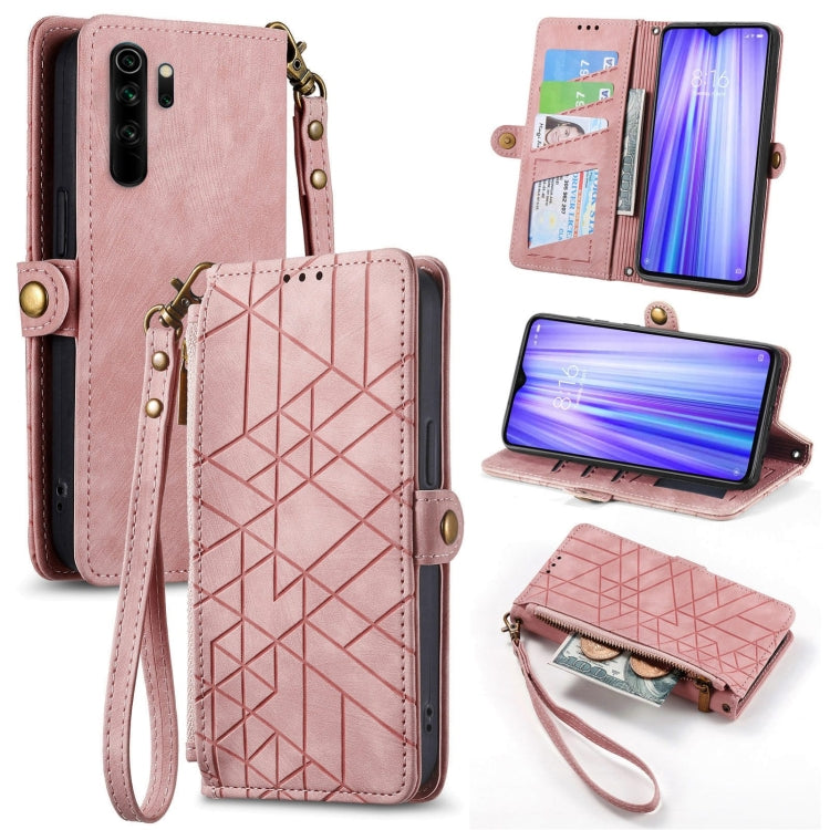 Geometric Zipper Wallet Side Buckle Leather Phone Case, For Xiaomi Redmi K30, For Xiaomi Redmi Note 8T, For Xiaomi Redmi Note 8, For Xiaomi Redmi Note 8 Pro