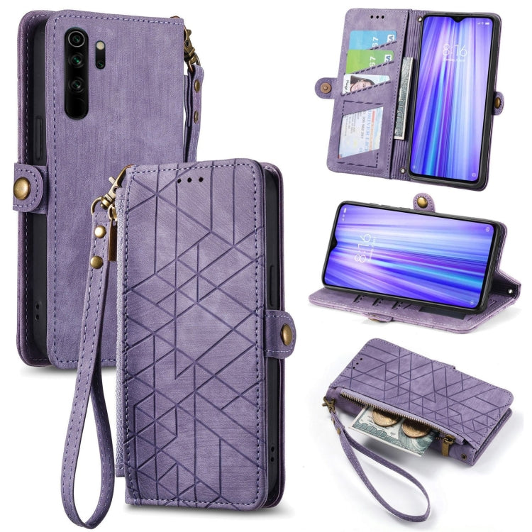 Geometric Zipper Wallet Side Buckle Leather Phone Case, For Xiaomi Redmi K30, For Xiaomi Redmi Note 8T, For Xiaomi Redmi Note 8, For Xiaomi Redmi Note 8 Pro