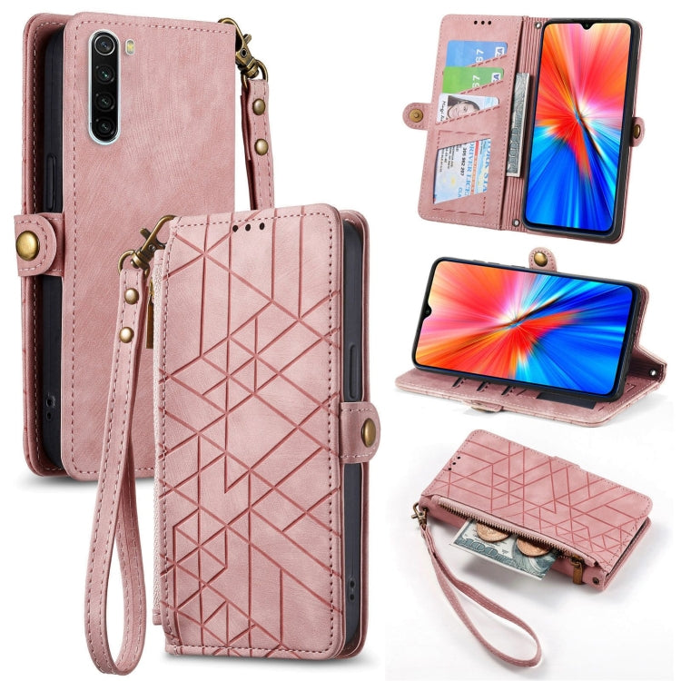 Geometric Zipper Wallet Side Buckle Leather Phone Case, For Xiaomi Redmi K30, For Xiaomi Redmi Note 8T, For Xiaomi Redmi Note 8, For Xiaomi Redmi Note 8 Pro
