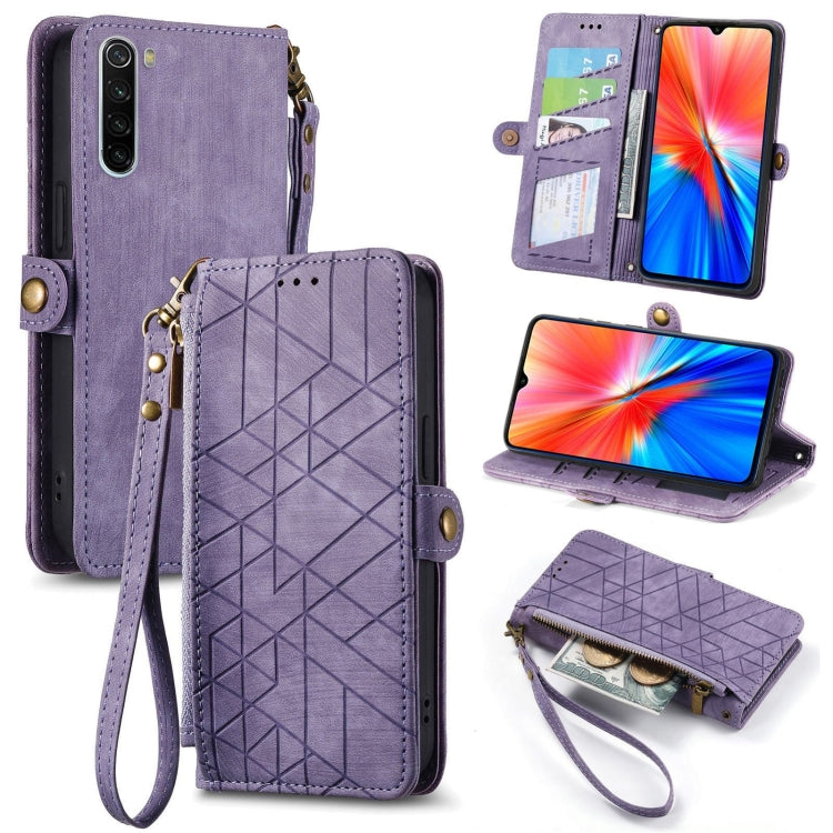 Geometric Zipper Wallet Side Buckle Leather Phone Case, For Xiaomi Redmi K30, For Xiaomi Redmi Note 8T, For Xiaomi Redmi Note 8, For Xiaomi Redmi Note 8 Pro