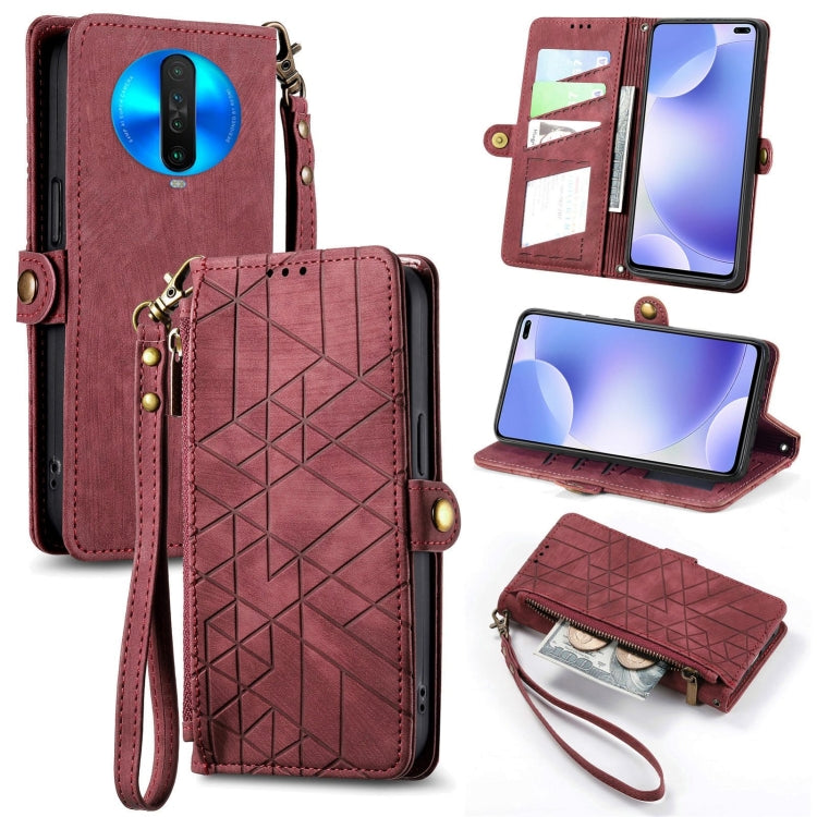 Geometric Zipper Wallet Side Buckle Leather Phone Case, For Xiaomi Redmi K30, For Xiaomi Redmi Note 8T, For Xiaomi Redmi Note 8, For Xiaomi Redmi Note 8 Pro