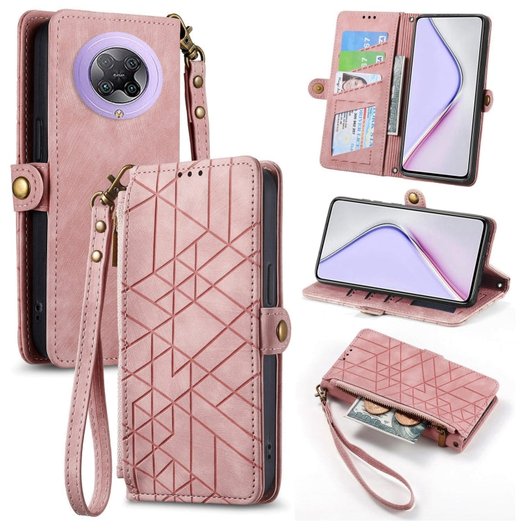 Geometric Zipper Wallet Side Buckle Leather Phone Case, For Xiaomi Redmi K40, For Xiaomi Redmi Note 9 4G, For Xiaomi Redmi 9A, For Xiaomi Redmi 9, For Xiaomi Redmi 9C, For Xiaomi Redmi Note 9, For Xiaomi Redmi K30 Pro, For Xiaomi Redmi Note 9S