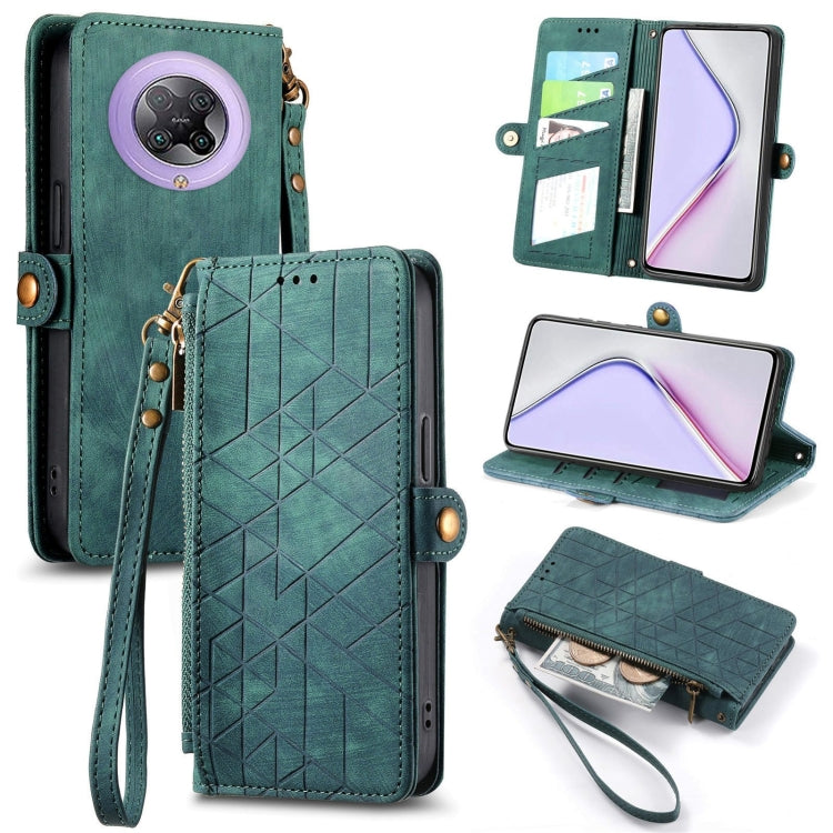 Geometric Zipper Wallet Side Buckle Leather Phone Case, For Xiaomi Redmi K40, For Xiaomi Redmi Note 9 4G, For Xiaomi Redmi 9A, For Xiaomi Redmi 9, For Xiaomi Redmi 9C, For Xiaomi Redmi Note 9, For Xiaomi Redmi K30 Pro, For Xiaomi Redmi Note 9S