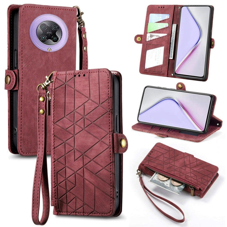 Geometric Zipper Wallet Side Buckle Leather Phone Case, For Xiaomi Redmi K40, For Xiaomi Redmi Note 9 4G, For Xiaomi Redmi 9A, For Xiaomi Redmi 9, For Xiaomi Redmi 9C, For Xiaomi Redmi Note 9, For Xiaomi Redmi K30 Pro, For Xiaomi Redmi Note 9S