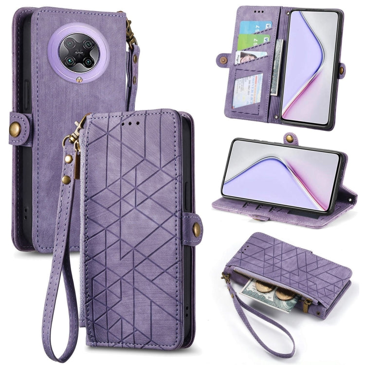 Geometric Zipper Wallet Side Buckle Leather Phone Case, For Xiaomi Redmi K40, For Xiaomi Redmi Note 9 4G, For Xiaomi Redmi 9A, For Xiaomi Redmi 9, For Xiaomi Redmi 9C, For Xiaomi Redmi Note 9, For Xiaomi Redmi K30 Pro, For Xiaomi Redmi Note 9S