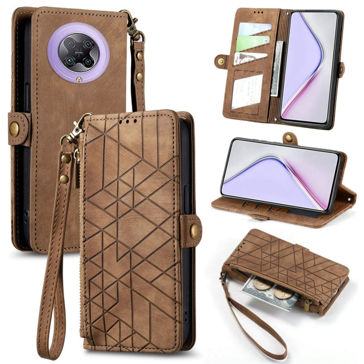 Geometric Zipper Wallet Side Buckle Leather Phone Case, For Xiaomi Redmi K40, For Xiaomi Redmi Note 9 4G, For Xiaomi Redmi 9A, For Xiaomi Redmi 9, For Xiaomi Redmi 9C, For Xiaomi Redmi Note 9, For Xiaomi Redmi K30 Pro, For Xiaomi Redmi Note 9S