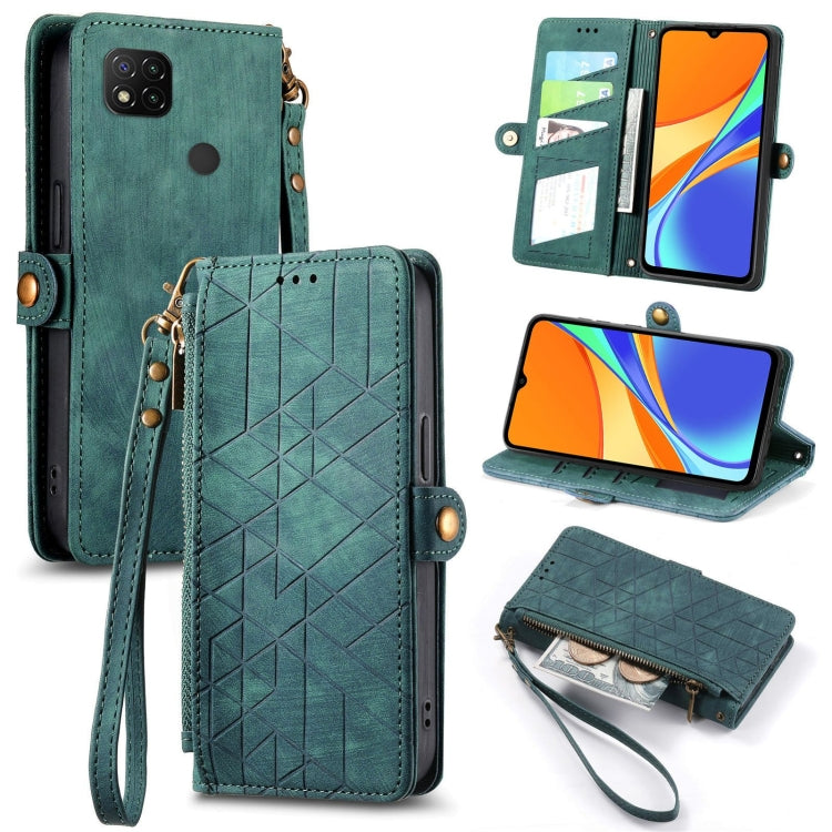 Geometric Zipper Wallet Side Buckle Leather Phone Case, For Xiaomi Redmi K40, For Xiaomi Redmi Note 9 4G, For Xiaomi Redmi 9A, For Xiaomi Redmi 9, For Xiaomi Redmi 9C, For Xiaomi Redmi Note 9, For Xiaomi Redmi K30 Pro, For Xiaomi Redmi Note 9S