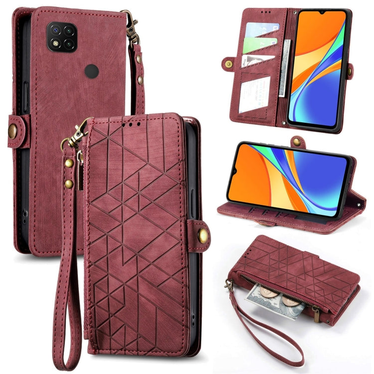 Geometric Zipper Wallet Side Buckle Leather Phone Case, For Xiaomi Redmi K40, For Xiaomi Redmi Note 9 4G, For Xiaomi Redmi 9A, For Xiaomi Redmi 9, For Xiaomi Redmi 9C, For Xiaomi Redmi Note 9, For Xiaomi Redmi K30 Pro, For Xiaomi Redmi Note 9S