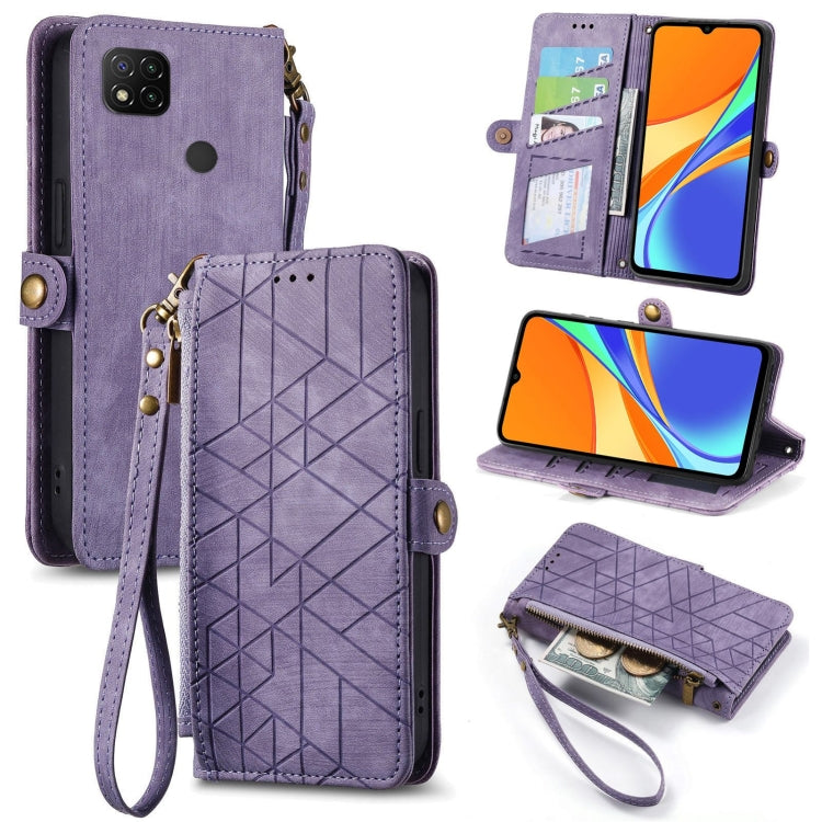 Geometric Zipper Wallet Side Buckle Leather Phone Case, For Xiaomi Redmi K40, For Xiaomi Redmi Note 9 4G, For Xiaomi Redmi 9A, For Xiaomi Redmi 9, For Xiaomi Redmi 9C, For Xiaomi Redmi Note 9, For Xiaomi Redmi K30 Pro, For Xiaomi Redmi Note 9S