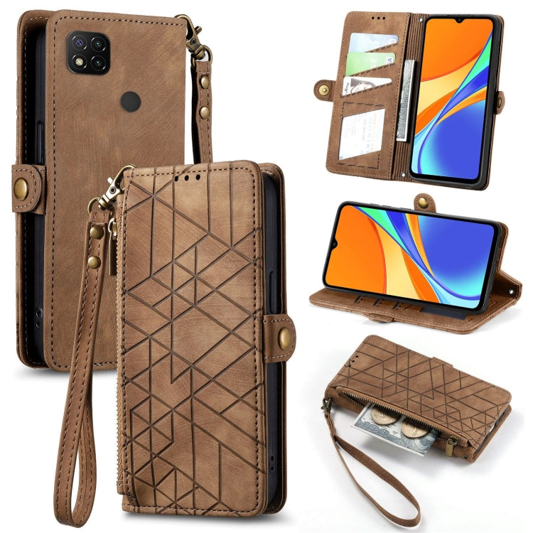 Geometric Zipper Wallet Side Buckle Leather Phone Case, For Xiaomi Redmi K40, For Xiaomi Redmi Note 9 4G, For Xiaomi Redmi 9A, For Xiaomi Redmi 9, For Xiaomi Redmi 9C, For Xiaomi Redmi Note 9, For Xiaomi Redmi K30 Pro, For Xiaomi Redmi Note 9S