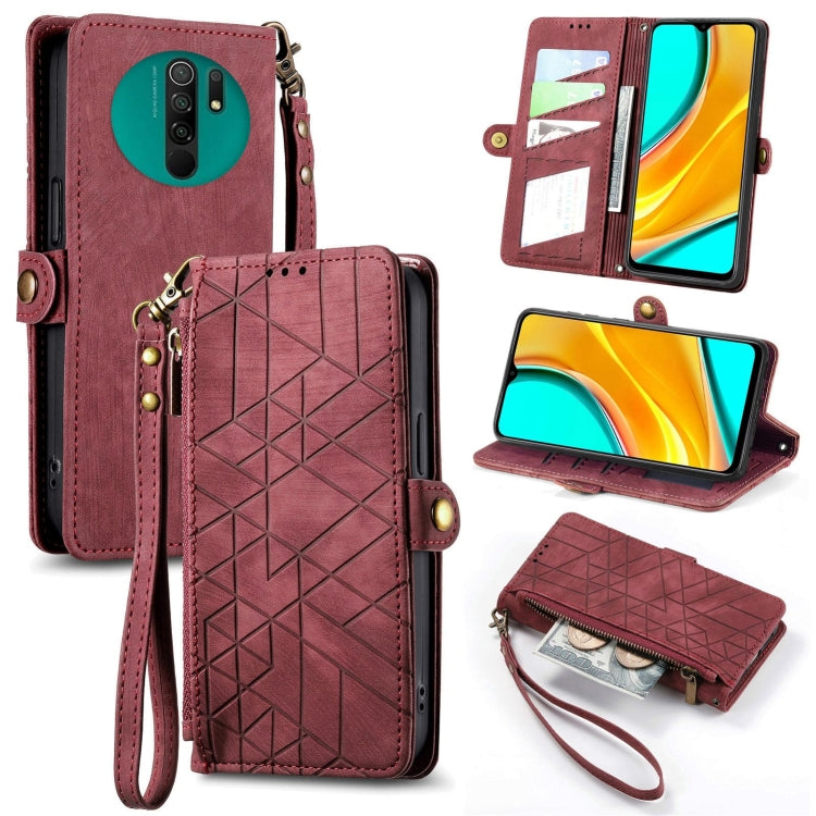 Geometric Zipper Wallet Side Buckle Leather Phone Case, For Xiaomi Redmi K40, For Xiaomi Redmi Note 9 4G, For Xiaomi Redmi 9A, For Xiaomi Redmi 9, For Xiaomi Redmi 9C, For Xiaomi Redmi Note 9, For Xiaomi Redmi K30 Pro, For Xiaomi Redmi Note 9S