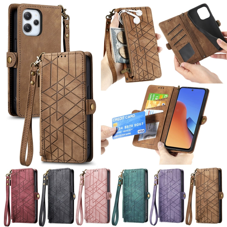 Geometric Zipper Wallet Side Buckle Leather Phone Case, For Xiaomi Redmi 12, For Xiaomi Redmi Note 12S, For Xiaomi Redmi Note 12 4G, For Redmi Note 12 Turbo, For Xiaomi Redmi Note 12 5G, For Xiaomi Redmi 12C, For Xiaomi Redmi A1                        ...