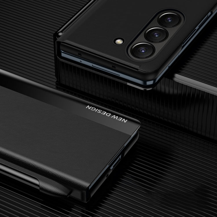 Side Electroplating Adsorption Ultra-thin Leather Phone Case with Pen, For  Samsung Galaxy Z Fold 5   5G