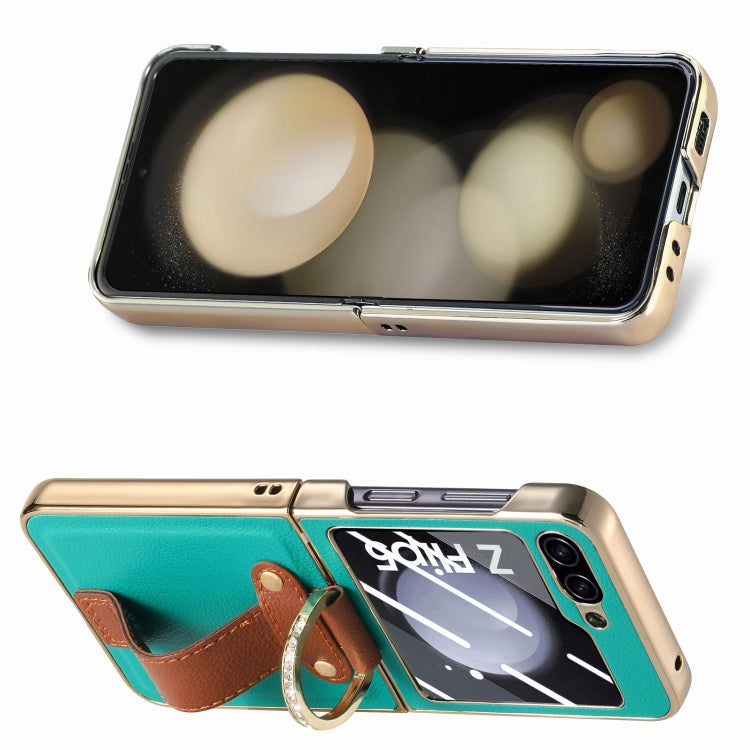 Brilliant Plating PC Back Screen Integrated Ring Phone Case, For Samsung Galaxy Z Flip5 5G