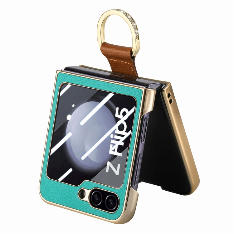 Brilliant Plating PC Back Screen Integrated Ring Phone Case, For Samsung Galaxy Z Flip5 5G