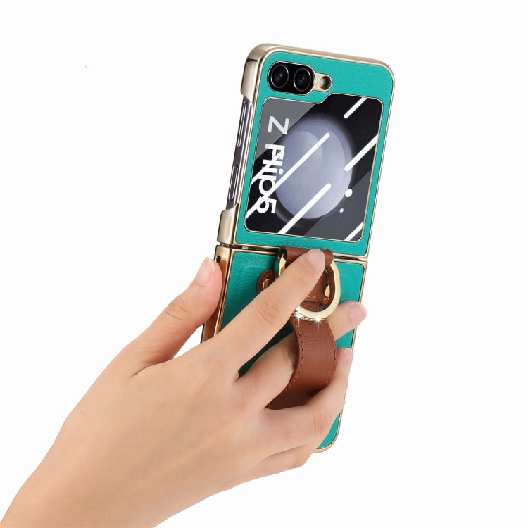 Brilliant Plating PC Back Screen Integrated Ring Phone Case, For Samsung Galaxy Z Flip5 5G