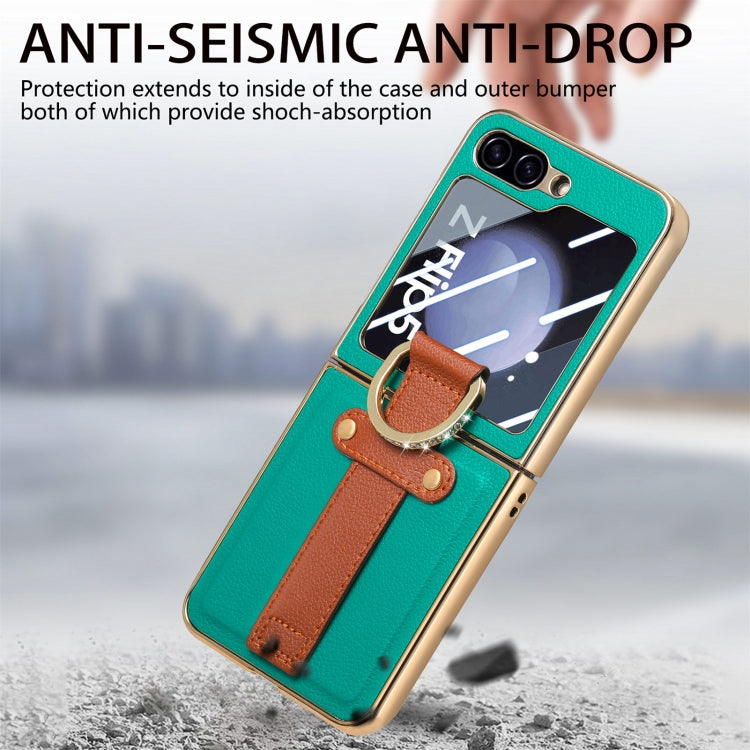 Brilliant Plating PC Back Screen Integrated Ring Phone Case, For Samsung Galaxy Z Flip5 5G