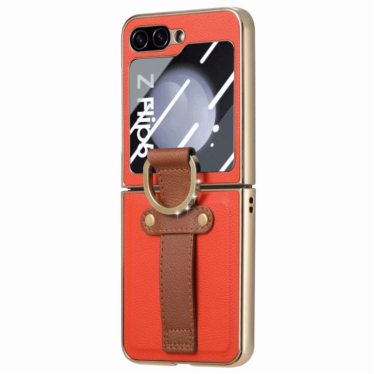 Brilliant Plating PC Back Screen Integrated Ring Phone Case, For Samsung Galaxy Z Flip5 5G