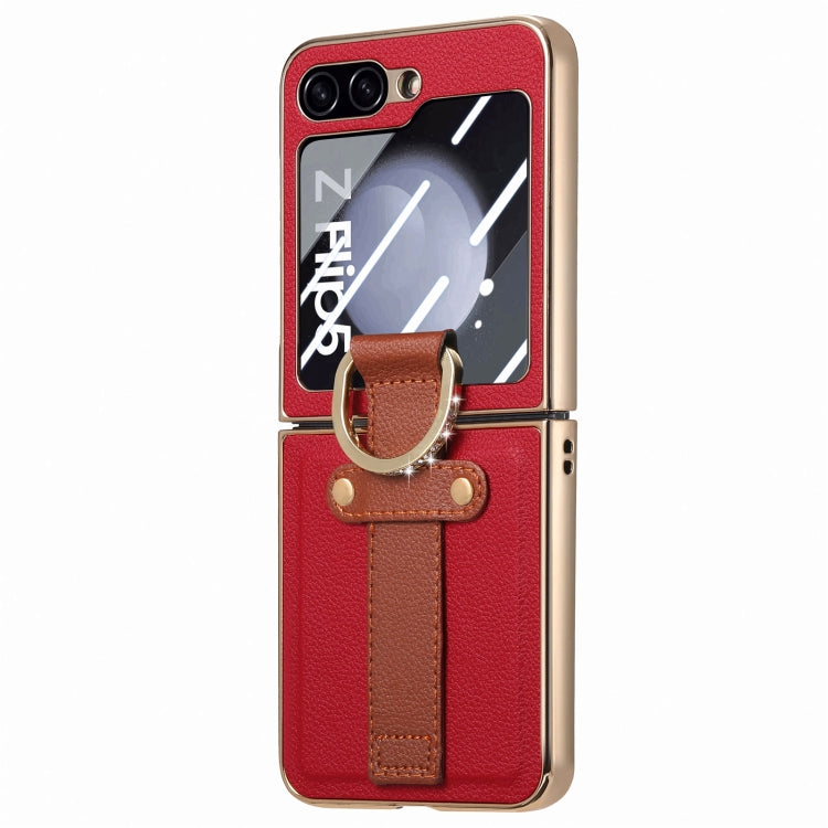 Brilliant Plating PC Back Screen Integrated Ring Phone Case, For Samsung Galaxy Z Flip5 5G