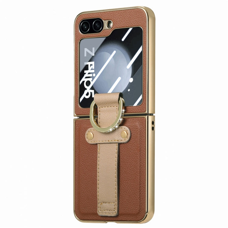 Brilliant Plating PC Back Screen Integrated Ring Phone Case, For Samsung Galaxy Z Flip5 5G