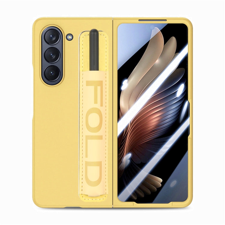 Integrated Film Wrist Grip Leather Phone Case with Pen Slot, For Samsung   Galaxy Z Fold5 5G