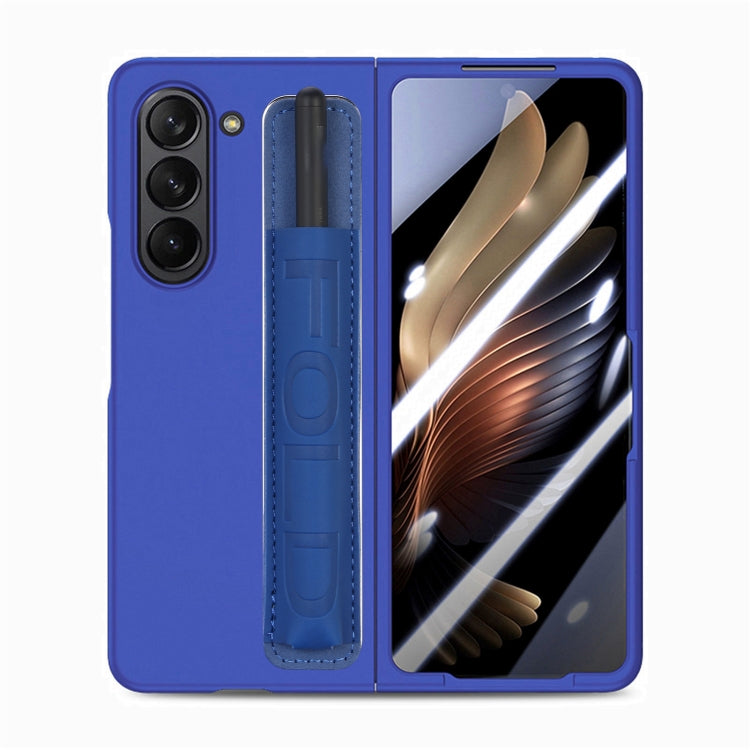 Integrated Film Wrist Grip Leather Phone Case with Pen Slot, For Samsung   Galaxy Z Fold5 5G