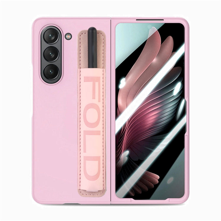 Integrated Film Wrist Grip Leather Phone Case with Pen Slot, For Samsung   Galaxy Z Fold5 5G