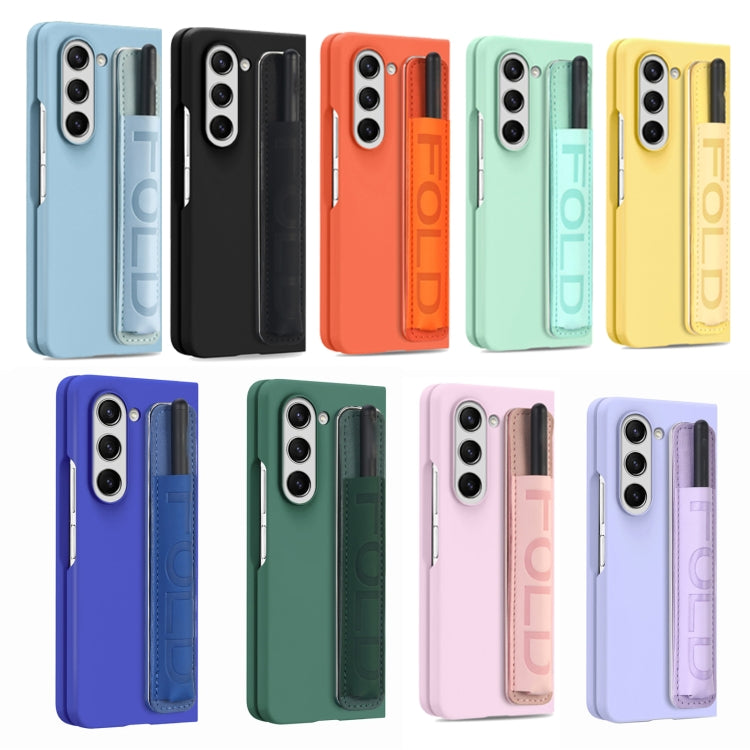 Integrated Film Wrist Grip Leather Phone Case with Pen Slot, For Samsung   Galaxy Z Fold5 5G
