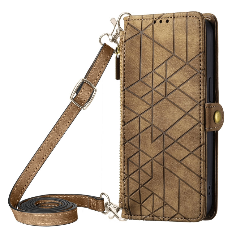 Geometric Zipper Wallet Side Buckle Leather Phone Case with Crossbody Lanyard, For iPhone 13 Pro Max, For iPhone 13 Pro, For iPhone 13, For iPhone 12, For iPhone 12 Pro Max, For iPhone 12 Pro, For iPhone 11 Pro Max, For iPhone 11