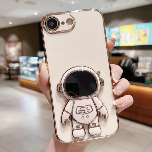 Electroplating Astronaut Holder Phone Case, For iPhone 17e / 16e, For iPhone 17 Pro Max, For iPhone 17 Pro, For iPhone 17, For iPhone Air, For iPhone 16 Pro Max, For iPhone 16 Pro, For iPhone 16 Plus