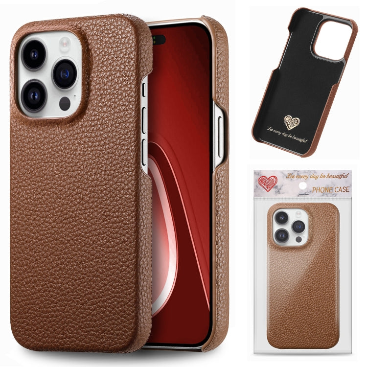 Litchi Oil Edge Leather Back Phone Case, For iPhone 18 Pro, For iPhone 15 Pro Max, For iPhone 15 Pro, For iPhone 15 Plus