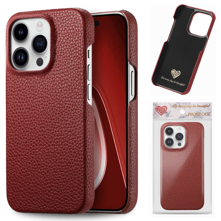 Litchi Oil Edge Leather Back Phone Case, For iPhone 18 Pro, For iPhone 15 Pro Max, For iPhone 15 Pro, For iPhone 15 Plus