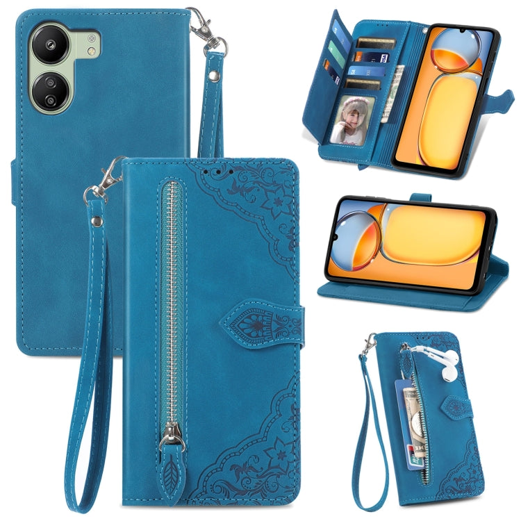 Embossed Flower Zipper Leather Phone Case, For Xiaomi Poco M6 Pro 4G, For Xiaomi Redmi Note 13 Pro 4G, For Xiaomi Redmi A3, For Xiaomi Redmi Note 13 4G, For Xiaomi Redmi 13C 5G, For Xiaomi Redmi K70E, For Xiaomi Poco X6 Pro, For Xiaomi  14 Ultra       ...