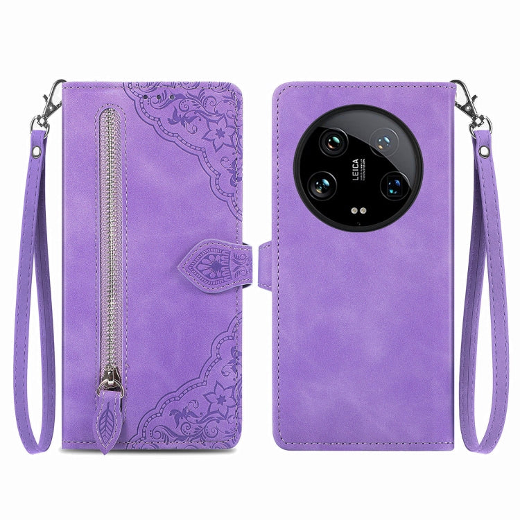 Embossed Flower Zipper Leather Phone Case, For Xiaomi Poco M6 Pro 4G, For Xiaomi Redmi Note 13 Pro 4G, For Xiaomi Redmi A3, For Xiaomi Redmi Note 13 4G, For Xiaomi Redmi 13C 5G, For Xiaomi Redmi K70E, For Xiaomi Poco X6 Pro, For Xiaomi  14 Ultra       ...