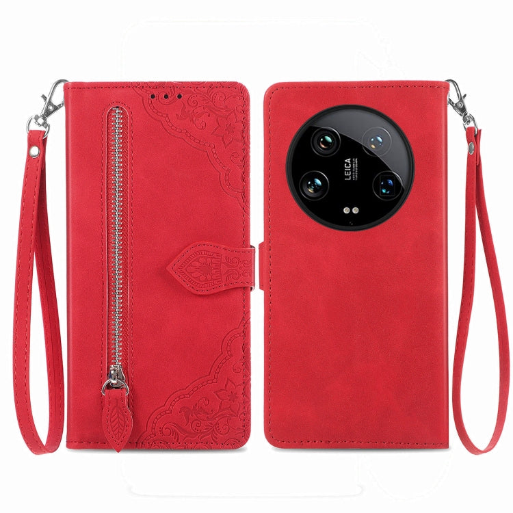 Embossed Flower Zipper Leather Phone Case, For Xiaomi Poco M6 Pro 4G, For Xiaomi Redmi Note 13 Pro 4G, For Xiaomi Redmi A3, For Xiaomi Redmi Note 13 4G, For Xiaomi Redmi 13C 5G, For Xiaomi Redmi K70E, For Xiaomi Poco X6 Pro, For Xiaomi  14 Ultra       ...