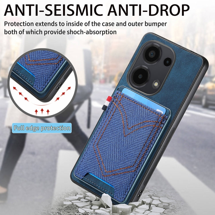 Denim Texture Leather Skin Phone Case with Card Slot, For Xiaomi Redmi Note 13 Pro 4G, For Xiaomi Redmi Note 13, For Xiaomi Redmi Note 13 Pro+, For Xiaomi Redmi Note 13 Pro 5G, For Xiaomi 13T / 13T Pro